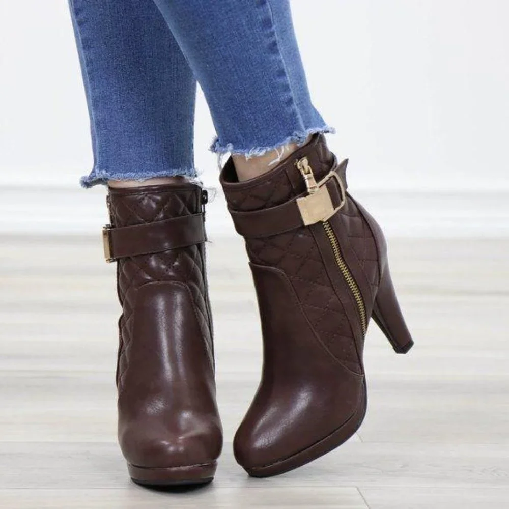 Platform High Heel Ankle Boots light Fur inside - Picture 10 of 13